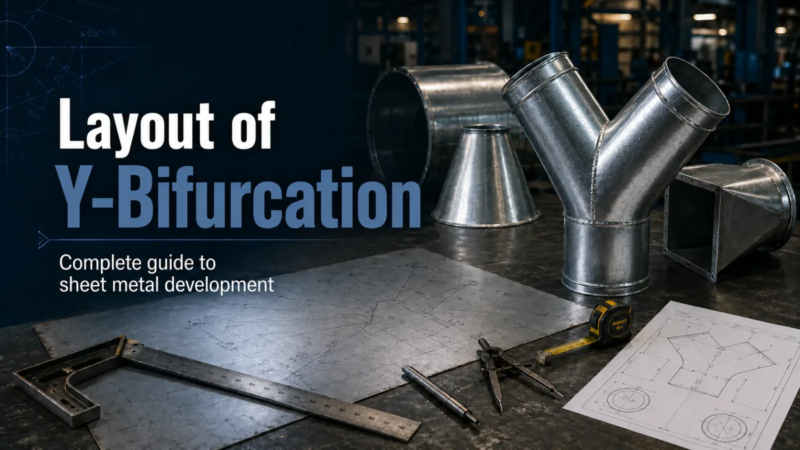 How to lay out a Y-branch in industrial metal fabrication
